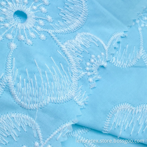 100% Cotton Poplin Embroidery Fabric For Women Shirts